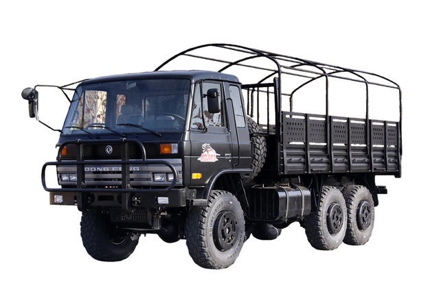 Caminhão especial off-road EQ2102G de 190 HP com poste de capota_Six-wheel drive 245 cabeça chata 153 fabricante de caminhão de transporte_6 × 6DFConfiguração clássica de veículo militar de carga de 210 HP